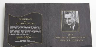 2015 Lyndon B. Johnson Coin and Chronicles Set Photos 2015 Lyndon B. Johnson Coin and Chronicles Set, Certification