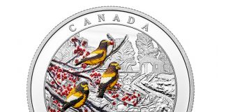 2015 Winter Freeze Silver Coin Features Evening Grosbeak 2015 Weather Phenomenon Winter Freeze Silver Coin