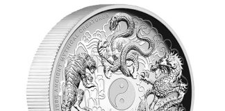 Chinese Ancient Mythical Creatures Featured on 2016 1 Oz Silver Coin Chinese Ancient Mythical Creatures 2016 1oz Silver Proof High Relief Coin, Obverse