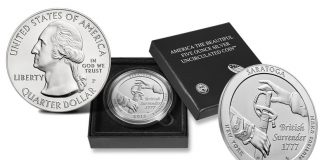 2015 Saratoga 5 Oz Silver Uncirculated Coin Released 2015-P Saratoga National Historical Park Five Ounce Silver Uncirculated Coin and Case