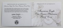 2015-W $100 Proof American Platinum Eagle – Certificate of Authenticity