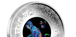 2016 Australian Collectible Coins for January 2016 $1 Lunar Monkey Opal 1 oz Silver Proof Coin