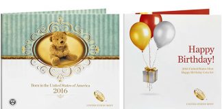 US Mint 2016 Gift Sets for Birthdays and Newborns 2016 Birth Set, 2016 Happy Birthday Coin Set
