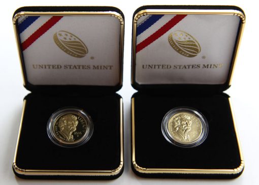 2016-W $5 Mark Twain Commemorative Gold Coins and Cases