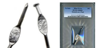 US Dime Struck on Nail Realizes $42,300 Images of Roosevelt Dime Struck on a Nail