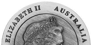 2016 Australian Kangaroo Antiqued Coin in High Relief 2016 Australian Kangaroo High Relief 2 oz Silver Antiqued Coin, Obverse