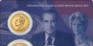 Nixon Presidential $1 Coin & First Spouse Medal Set Available Nixon Presidential $1 Coin and First Spouse Medal Set