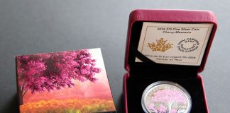 Canadian 2016 Cherry Blossoms Silver Coin Photos 2016 Cherry Blossoms Silver Coin Box and Case