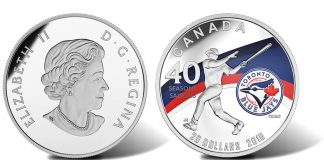 Canadian 2016 Coin Celebrates Toronto Blue Jays’ 40th Season 2016 Toronto Blue Jays 40th Season 1 oz Silver Proof Coin