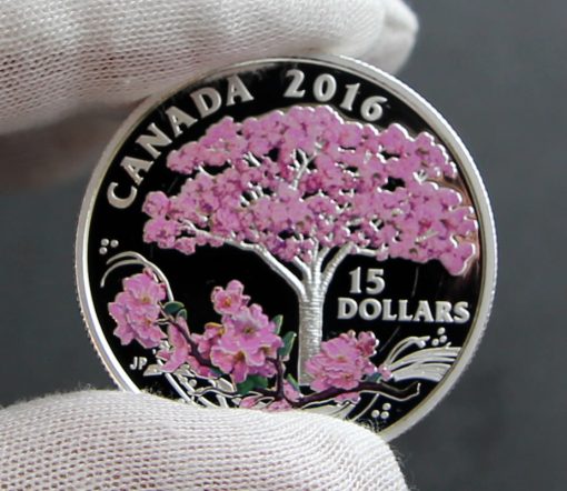 Photo of Canadian 2016 Cherry Blossoms Silver Coin, Reverse-c