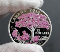 Photo of Canadian 2016 Cherry Blossoms Silver Coin, Reverse-d