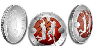Canadian 2016 Convex-Shaped Coin Emulates Basketball Canadian 2016 $25 125th Anniversary of the Invention of Basketball Silver Coin