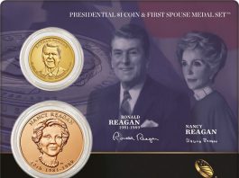 Reagan Presidential $1 Coin & First Spouse Medal Set Available Reagan Presidential $1 Coin and First Spouse Medal Set