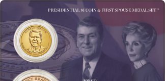 Reagan Presidential $1 Coin & First Spouse Medal Set Available Reagan Presidential $1 Coin and First Spouse Medal Set