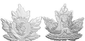 2016 $10 Canadian Geese Silver Coin Features Maple Leaf Shape 2016 $10 Maple Leaf Silhouette Canadian Geese Silver Coin