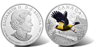 Canadian 2016 $20 Silver Coin Depicts American Goldfinch Canadian 2016 $20 American Goldfinch Silver Proof Coin