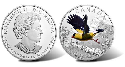 Canadian 2016 $20 American Goldfinch Silver Proof Coin