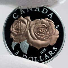 Canadian 2016 $3 Queen Elizabeth Rose Silver Coin, Reverse