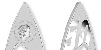 Star Trek Insignia Replicated in Delta-Shaped Silver Coin for 50th Anniversary 50th Anniversary 2016 Star Trek 1oz Silver Delta Coin