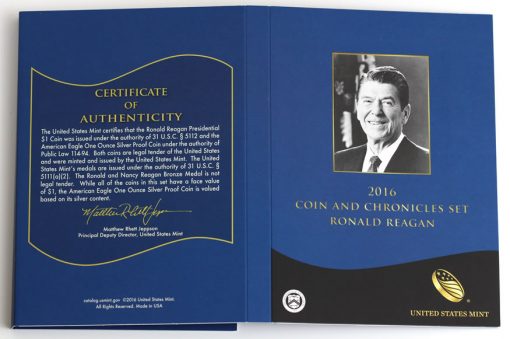 2016 Ronald Reagan Coin and Chronicles Set Certificate