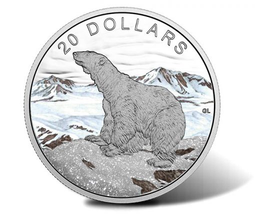 2017 $20 Polar Bear 1 oz. Silver Coin with Diamond Glitter - Reverse