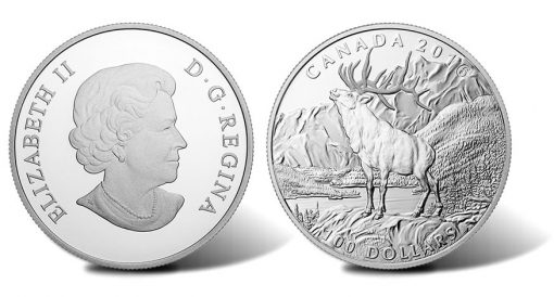 Canadian 2016 $100 Elk Silver Coin - Obverse and Reverse