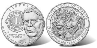 2017 Lions Clubs Silver Dollar Images and Prices Unveiled 2017-P Proof Lions Clubs International Centennial Silver Dollar, Obverse and Reverse