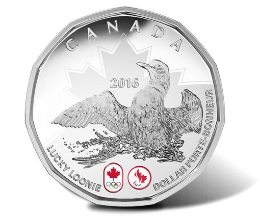 Canadian 2016 Lucky Loonie Silver Coin, Reverse