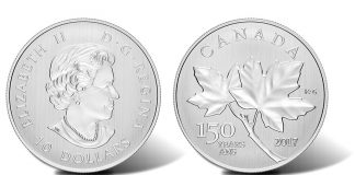 2017 Maple Leaves Silver Coin Marks Canada’s 150th Birthday 2017 $10 Canada Maple Leaves 1-2 oz. Silver Coin