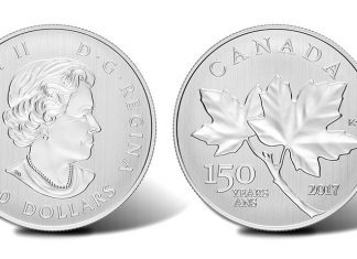 2017 Maple Leaves Silver Coin Marks Canada’s 150th Birthday 2017 $10 Canada Maple Leaves 1-2 oz. Silver Coin