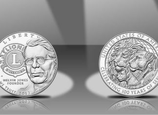 2017 Lions Clubs Centennial Silver Dollars Launch 2017-P Lions Clubs International Centennial Silver Dollar, Obverse and Reverse