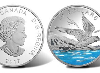 Canadian 2017 $20 Arctic Tern Coin Uses Diamond Glitter for Snow and Ice 2017 $20 Arctic Tern 1 oz. Silver Coin - Diamond Glitter