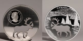 Canadian 2017 Coin Features Woodland Caribou-Shaped Cutout 2017 $30 Woodland Caribou Cutout Silver Coin