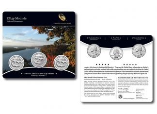 Effigy Mounds Quarters for Iowa in Three-Coin Set 2017 Effigy Mounds National Monument Quarters Three-Coin Set