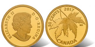 Canadian 2017 50c Gold Coin Features Silver Maple Leaf Designs 2017 50c Silver Maple Leaf Gold Coin
