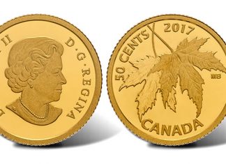 Canadian 2017 50c Gold Coin Features Silver Maple Leaf Designs 2017 50c Silver Maple Leaf Gold Coin
