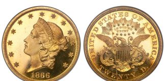 Historic 1866 Double Eagle Donated to Indiana Church; May Realize $300,000+ 1866 Liberty Double Eagle