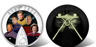Canadian 2017 $30 Star Trek Captains Coin Glows in the Dark 2017 $30 Star Trek Five Captains 2 oz. Silver Coin - Daylight and Dark