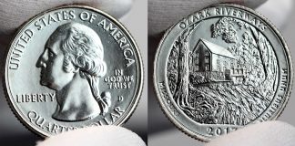 Ozark National Scenic Riverways Quarter Photos 2017-D Uncirculated Ozark National Scenic Riverways Quarter - Obverse and Reverse