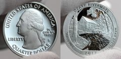 2017-S Silver Proof Ozark National Scenic Riverways Quarter - Obverse and Reverse