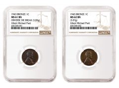 1943 Bronze cent – MS61BN and 1943 Bronze cen -MS62BN