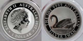 2017 Australian 1oz Silver Swan Coins Realizing Strong Prices (Photos) 2017 Australian Silver Swan 1oz Bullion Coin - Obverse and Reverse