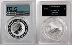 2017-P Australian Silver Swan 1oz Bullion Coin, PCGS MS70