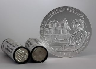 US Mint Sales: Frederick Douglass 5 Oz Coin Debuts 2017-P Frederick Douglass National Historic Site Five Ounce Silver Uncirculated Coin and Quarters
