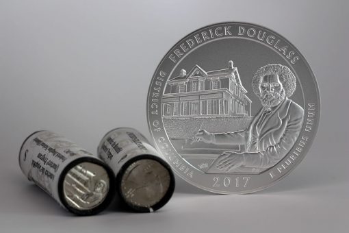 2017-P Frederick Douglass National Historic Site Five Ounce Silver Uncirculated Coin and Quarters