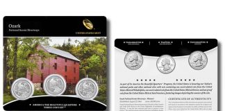 Ozark Riverways Quarters for Missouri in Three-Coin Set 2017 Ozark National Scenic Riverways Quarters Three-Coin Set