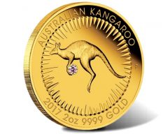 Australian Kangaroo 2017 2oz Gold Proof Pink Diamond Edition