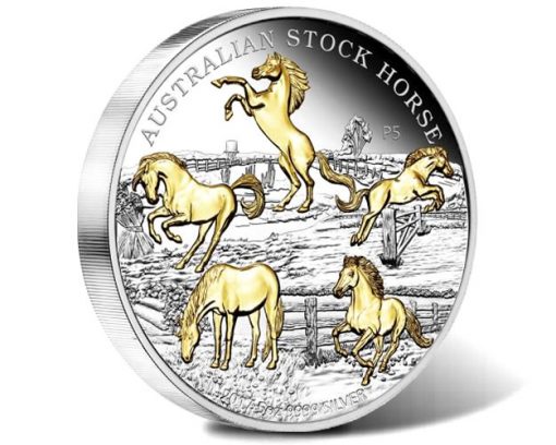 Australian Stock Horse 2017 5oz Silver Gilded Coin