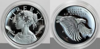 2017-P Proof American Liberty Silver Medal Sales at 33,075 Photo 2017-P Proof American Liberty Silver Medal - Obverse and Reverse, Encapsulated