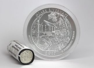 US Mint Sales: Ozark Riverways 5 Oz Coin Debuts 2017-P Ozark National Scenic Riverways Five Ounce Silver Uncirculated Coin and Quarters